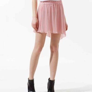 Zara Hi Low Asymmetrical Pleated Mini Skirt Pink NEW